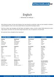 Englisch Wortschatz fÃ¼r AnfÃ¤nger, A4-Format ... - Sprachurlaub.de