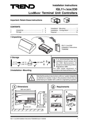 IQL11+/230 installation instructions - PNet - Trend Controls