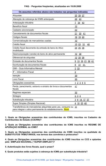 FAQ - Perguntas feqüentes - Secretaria de Estado da Tributação