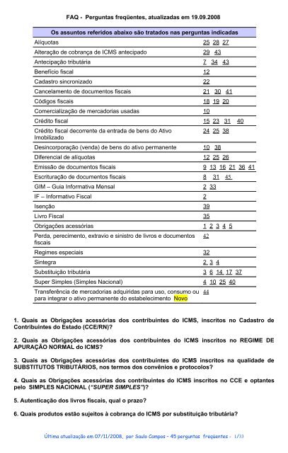 FAQ - Perguntas feqüentes - Secretaria de Estado da Tributação