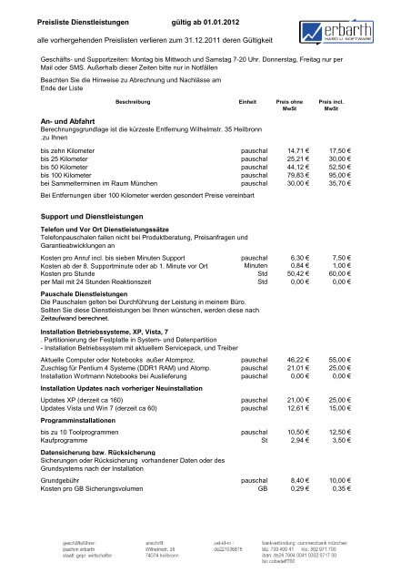 Preisliste (pdf)
