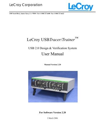 USBTracer/Trainer User's Manual - Teledyne LeCroy