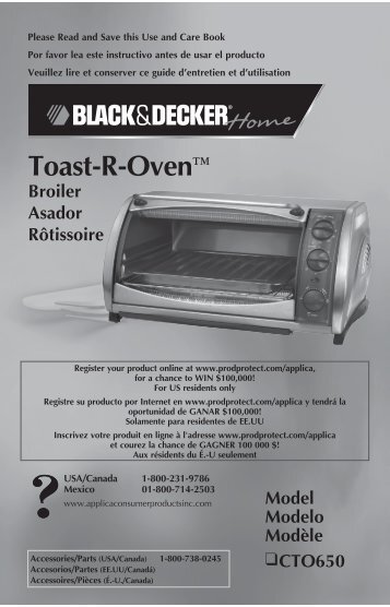 Toast-R-Ovenâ¢ - Applica Use and Care Manuals