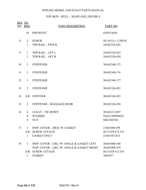 Model 3450 Parts Manual - Wipaire Inc.