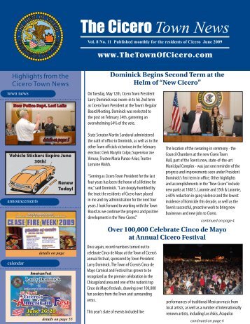 Click here to view the Cicero Town News - The Town of Cicero