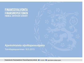 Ajankohtaista sijoittajansuojasta - Finanssivalvonta