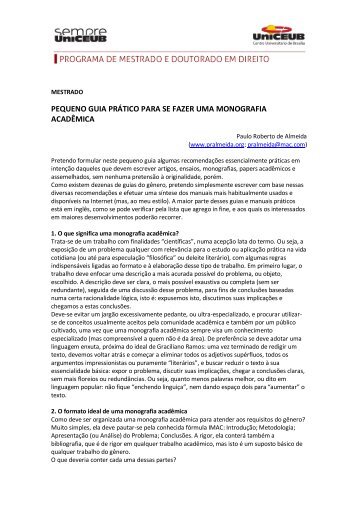 Guia para escrever monografia - UniCEUB