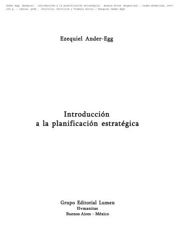 Ezequiel Ander-Egg IntroducciÃ³n a la planificaciÃ³n estratÃ©gica ...