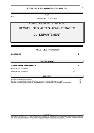 commission permanente - Le Conseil Général de la Martinique