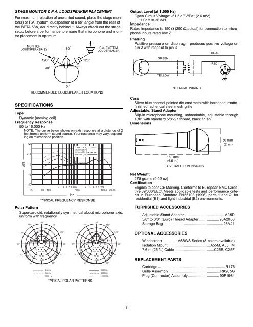 Shure Beta 58A Microphone User Guide - Pro Music