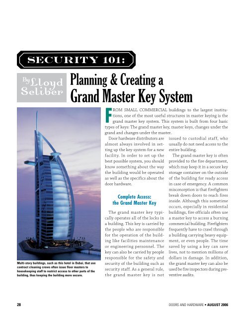 Grand Master Key System Door And Hardware Institute