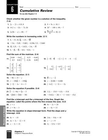 Cumulative Review Ch. 1-6 - NOHS Teachers