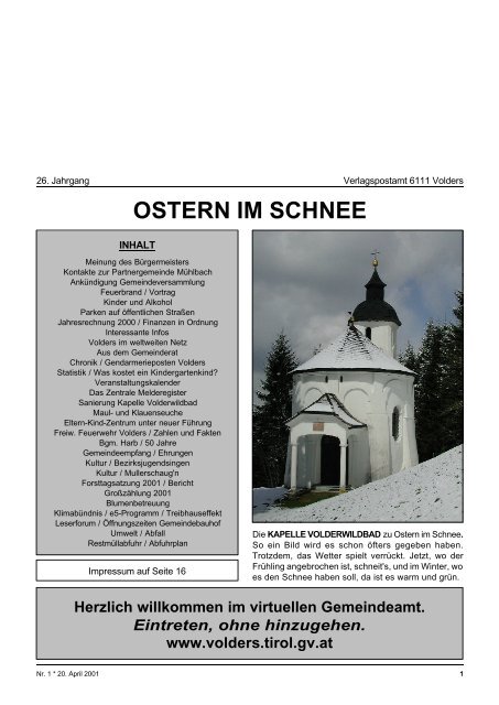 Gemeindeblatt / Ausgabe 1/2001 (0 bytes) - Volders - Land Tirol