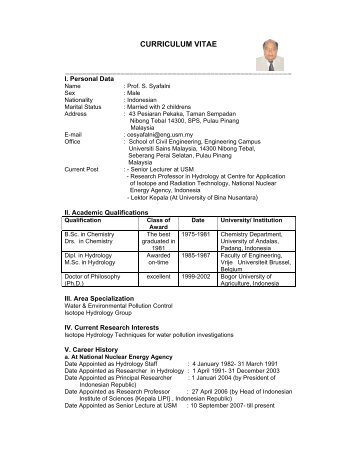 curriculum vitae - School of Civil Engineering - USM