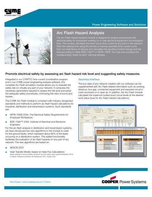 Arc Flash Hazard Analysis - Cyme International