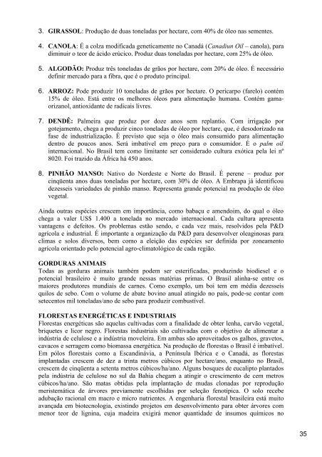 ComissÃ£o Especial da Bioenergia - RCE 1/2006 - RelatÃ³rio