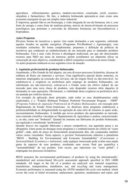 ComissÃ£o Especial da Bioenergia - RCE 1/2006 - RelatÃ³rio