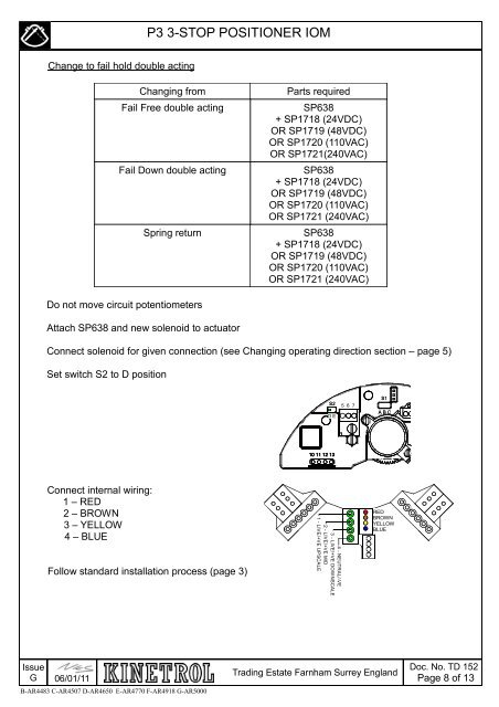 Installation & Maintenance Instructions - P3 3 Stop Positioner - Kinetrol