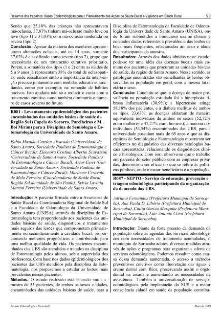 Volume_8_n_1_2_2006 - Faculdade de Odontologia - USP