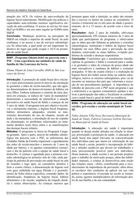 Volume_8_n_1_2_2006 - Faculdade de Odontologia - USP