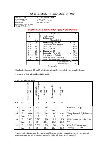 725 Szombathely - Kőszeg/Rattersdorf - Wien - Volán