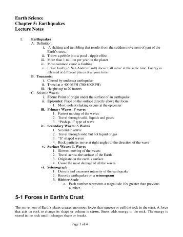 5-1 Forces in Earth's Crust - Mr.E Science