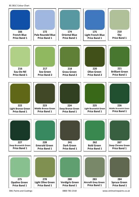 BS381C Colour Chart - SML Marine Paints