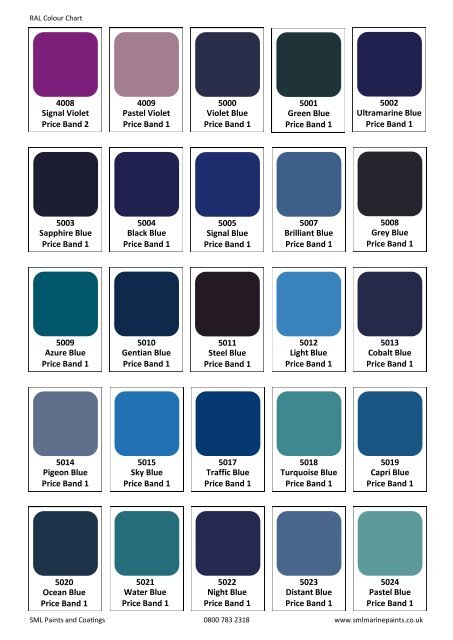 RAL Colour Chart - SML Marine Paints