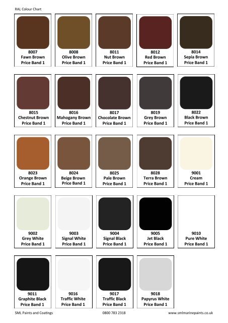 RAL Colour Chart - SML Marine Paints