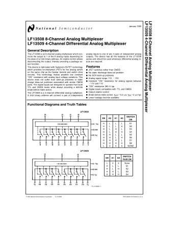 LF13508 8-Channel Analog Multiplexer LF13509 4-Channel ...