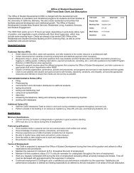 Office of Student Development OSD Front Desk Clerk Job Description