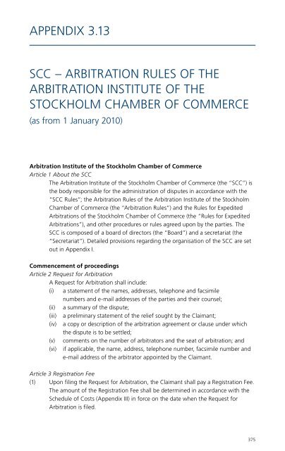SCC â ARBITRATION RULES OF THE ... - CMS - e-guides