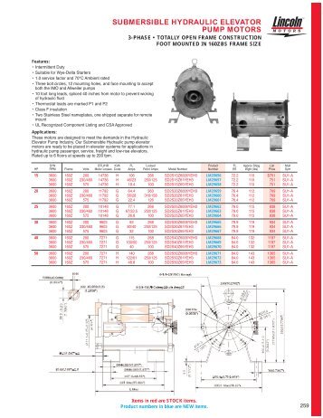 SUBMERSIBLE HYDRAULIC ELEVATOR PUMP MOTORS