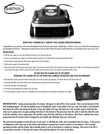 nitro wall-scrubber nc71 robotic pool cleaner operation manual ...