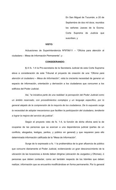 Acordada 1045/2012 - Poder Judicial Tucumán