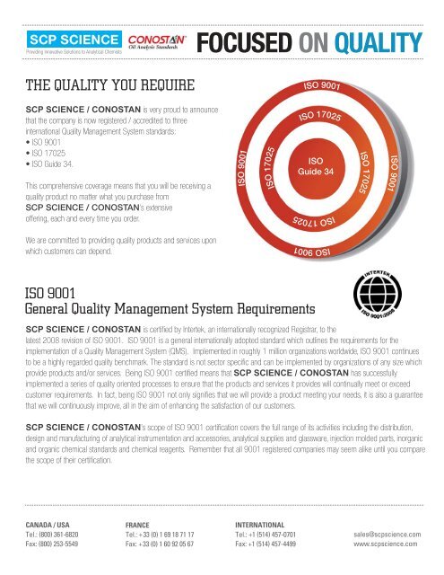 Calibration and Quality Control Standards - SCP Science