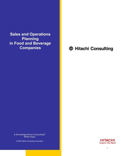 Sales And Operations Planning In Food And Beverage Companies Sales And Operations Planning In Food And Beverage Companies