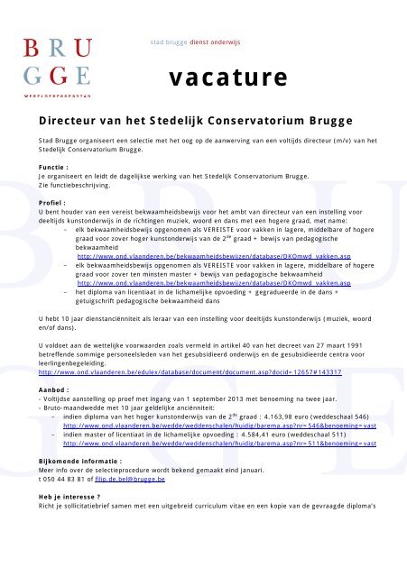 Dienst onderwijs brugge