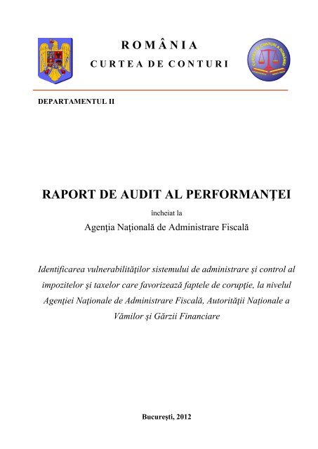 Raport de audit ANAF-vulnerabilit ... - Curtea de Conturi