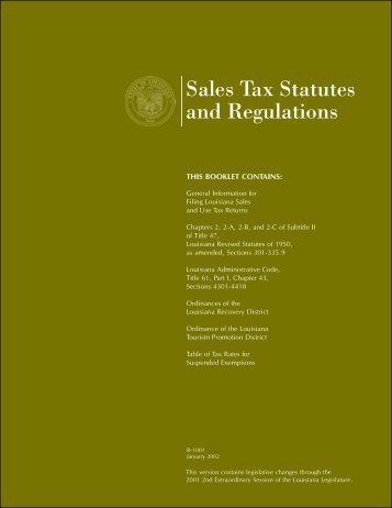 Sales Tax Statutes and Regulations - Louisiana Department of ...