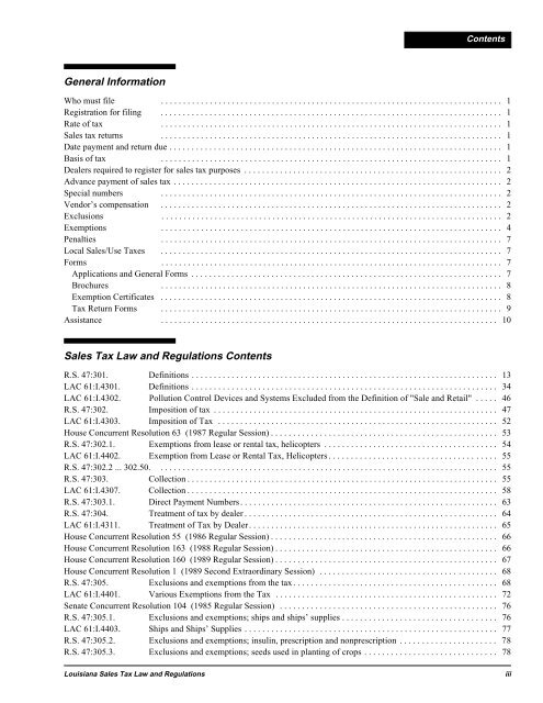 Sales Tax Statutes and Regulations - Louisiana Department of ...
