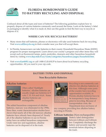 florida homeowner's guide to battery recycling and disposal