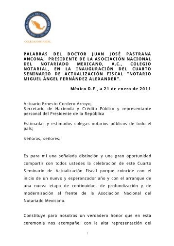 palabras del doctor juan josÃ© pastrana ancona, presidente de la ...