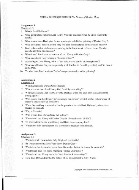 the picture of dorian gray essay questions and answers pdf