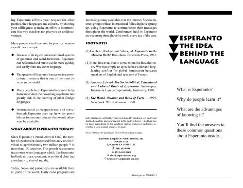 Page 1 Esperanto The Idea Behind The Language Ing