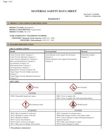 MATERIAL SAFETY DATA SHEET - Rocky Mountain ATV/MC