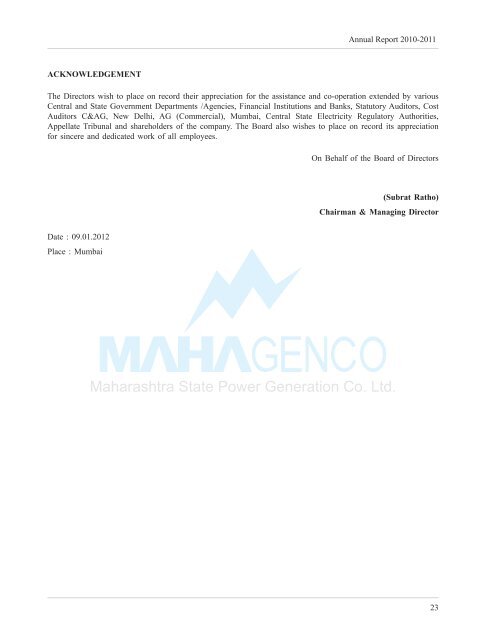 annual report 2010-2011 - Mahagenco