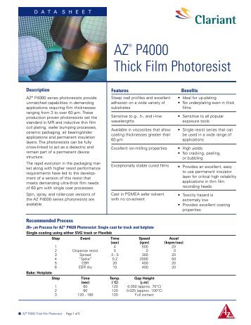 AZ® P4000 Thick Film Photoresist