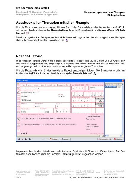 Kassenrezept-Druck und Taxierung - Cypro