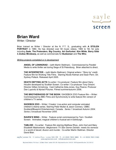 Brian Ward - Sayle Screen